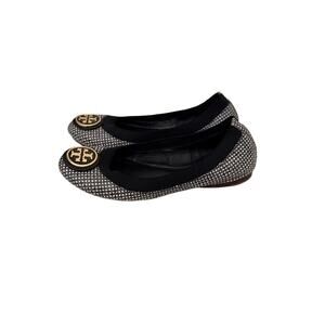 Tory Burch Shoes Caroline Grid Black White Ballet Flats Size Women's 5